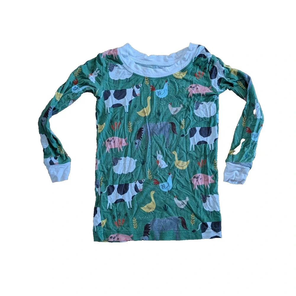Little Sleepies Green Farm Animals 2T 2 Piece Pajama Set Bamboo Viscose Retired